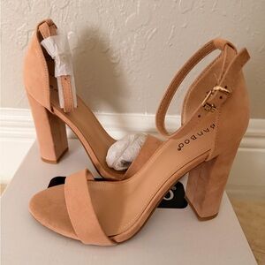 BAMBOO Women's Nude Block Heel Sandals